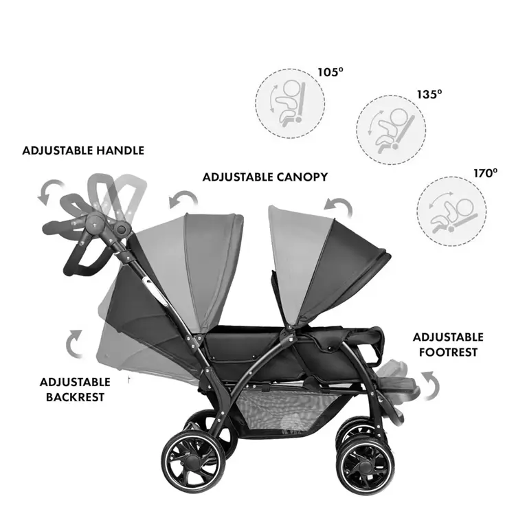Luxe Elena dubbele buggy - Compact - Lichtgewicht