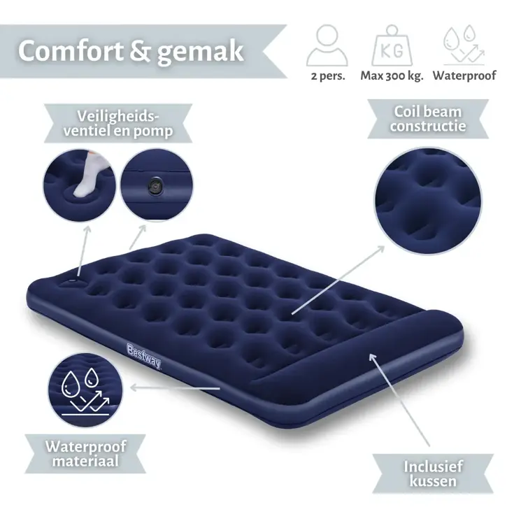 Luchtbed - Bestway - 2P - 137x191 cm + pomp