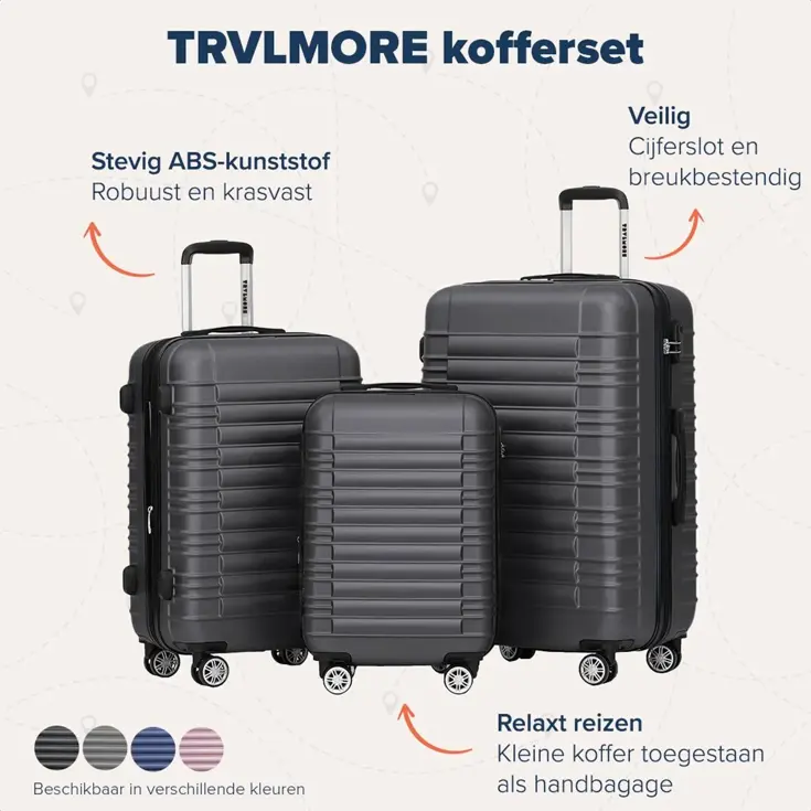 TRVLMORE Kofferset - 3 Delig - 38L