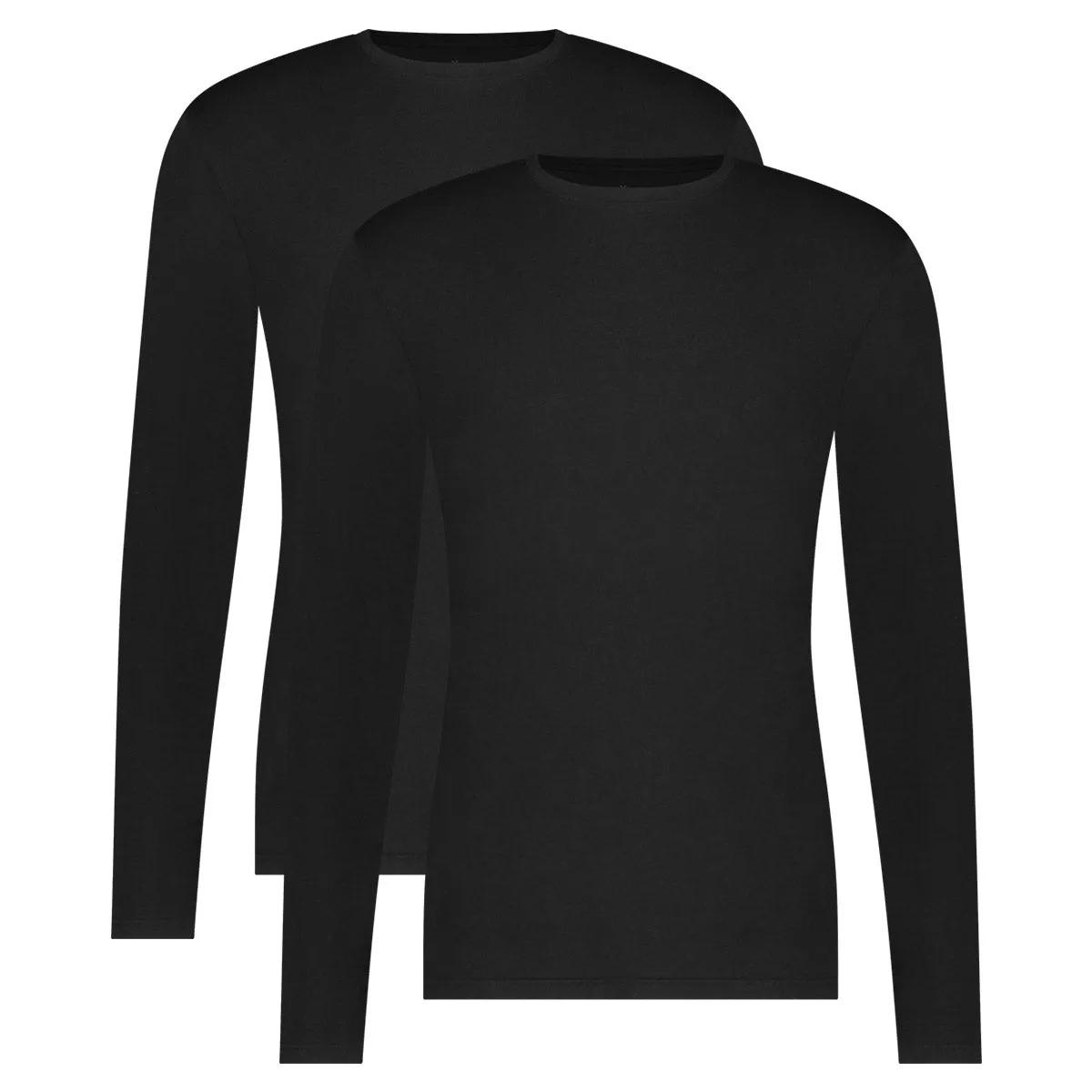 Bamboo Basics  RALPH  2-pack heren T-shirts lange mouw  Zwart