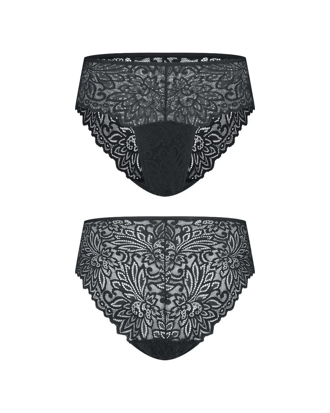 Moodies Undies  Menstruatie ondergoed  Hipster Lace  Zwart