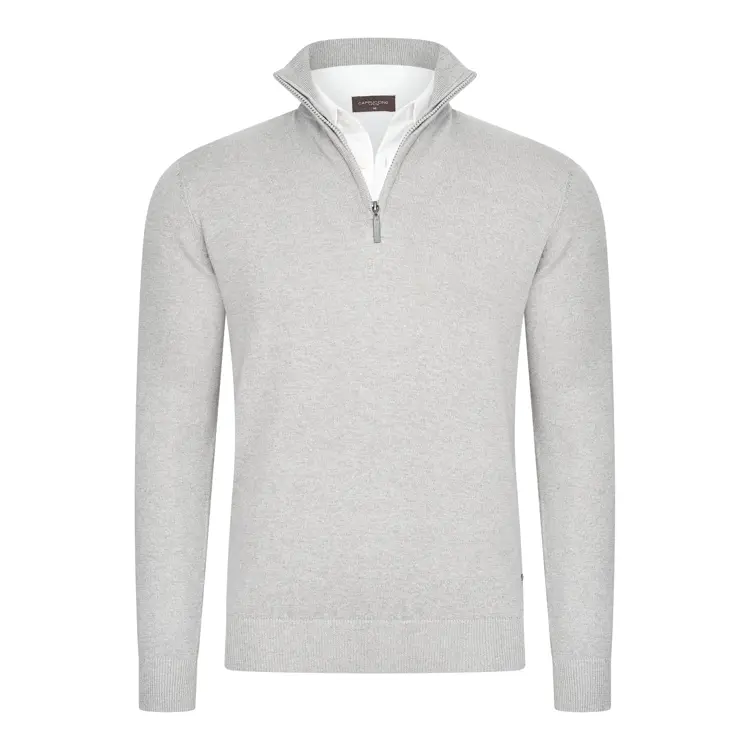 Heren Mock Zip Pullover Cappuccino Italia