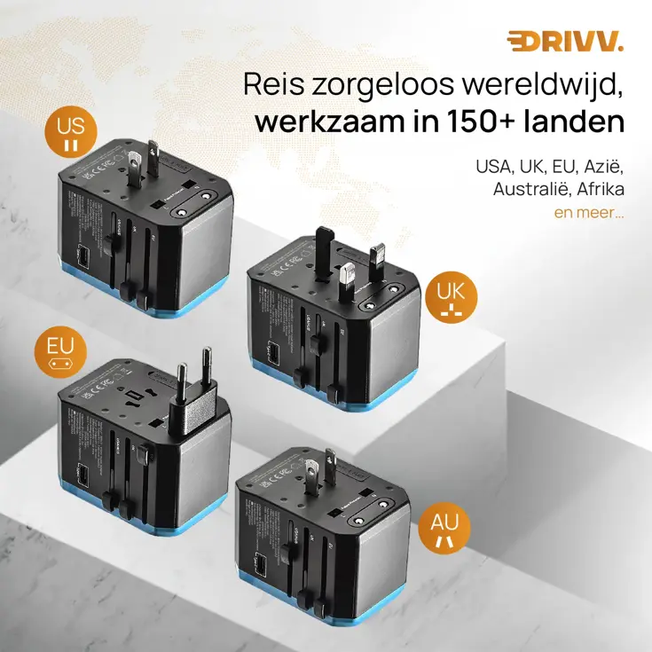 Universele Wereldstekker - USB C