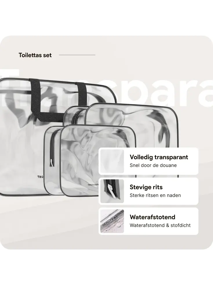 Doorzichtige Reis Toilettas - Set van 3 Stuks