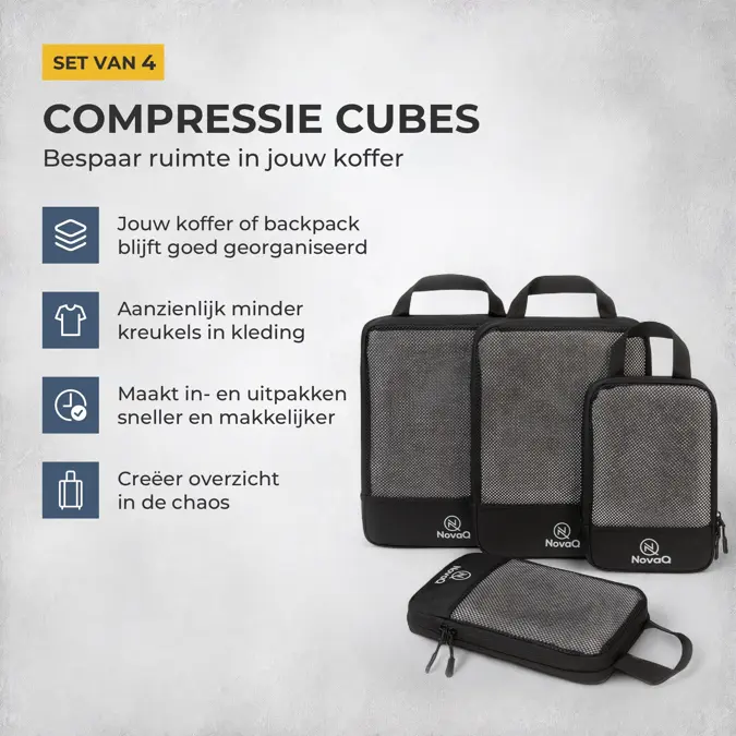 NovaQ Packing Cubes Set van 4