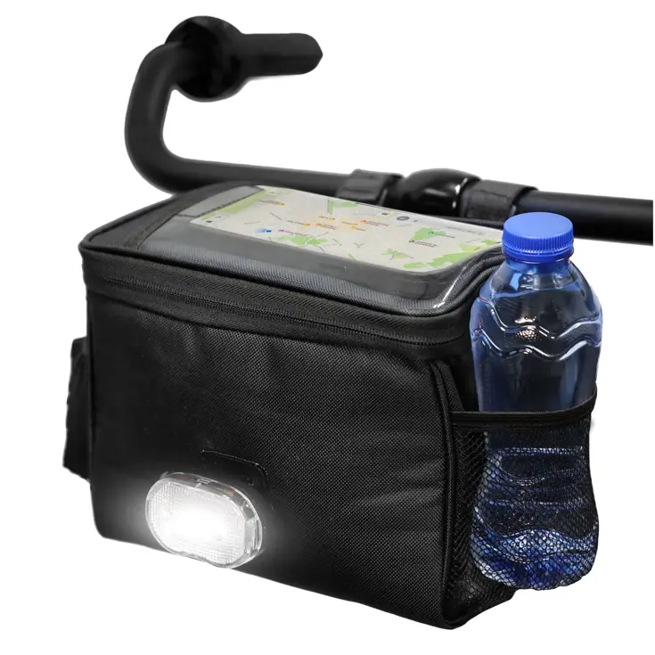 Compacte zwarte waterafstotende stuurtas 5L