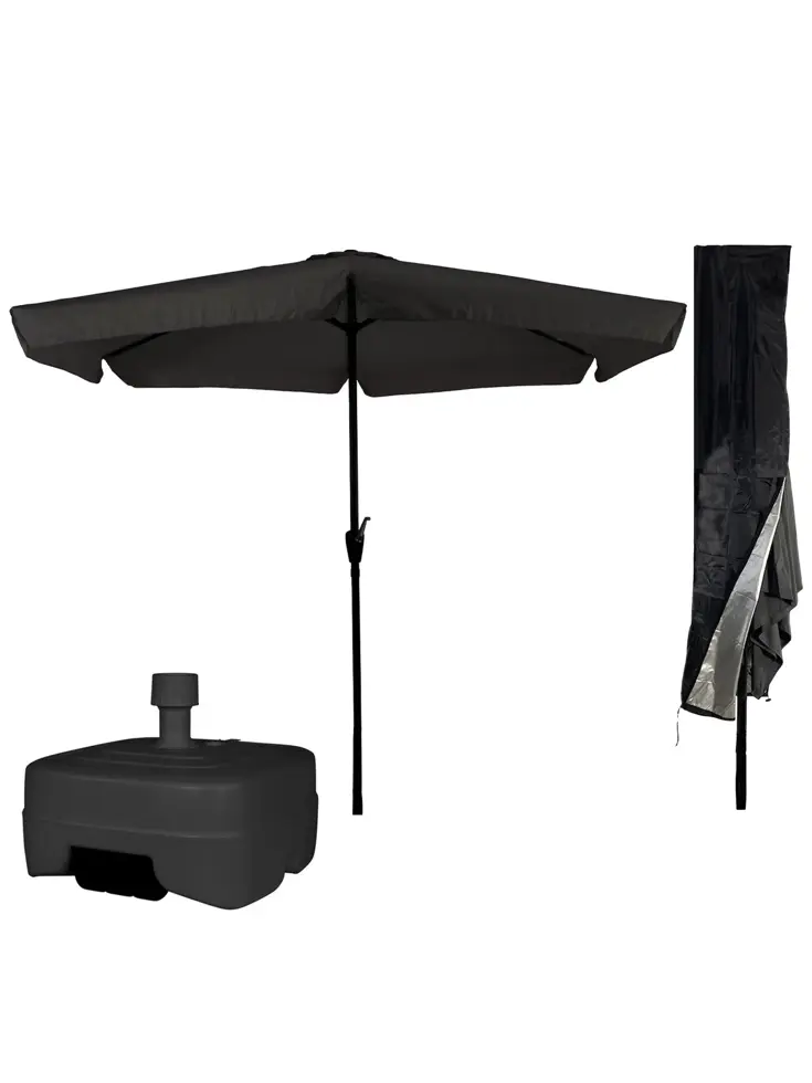 CUHOC Parasol Zwart + Verrijdbare Voet + Hoes