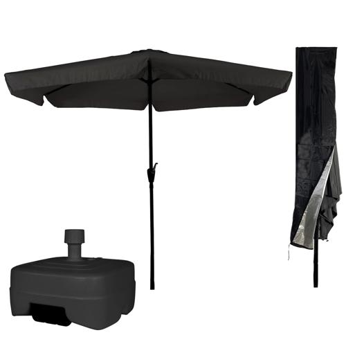 Parasol Zwart + Verrijdbare Voet + Hoes