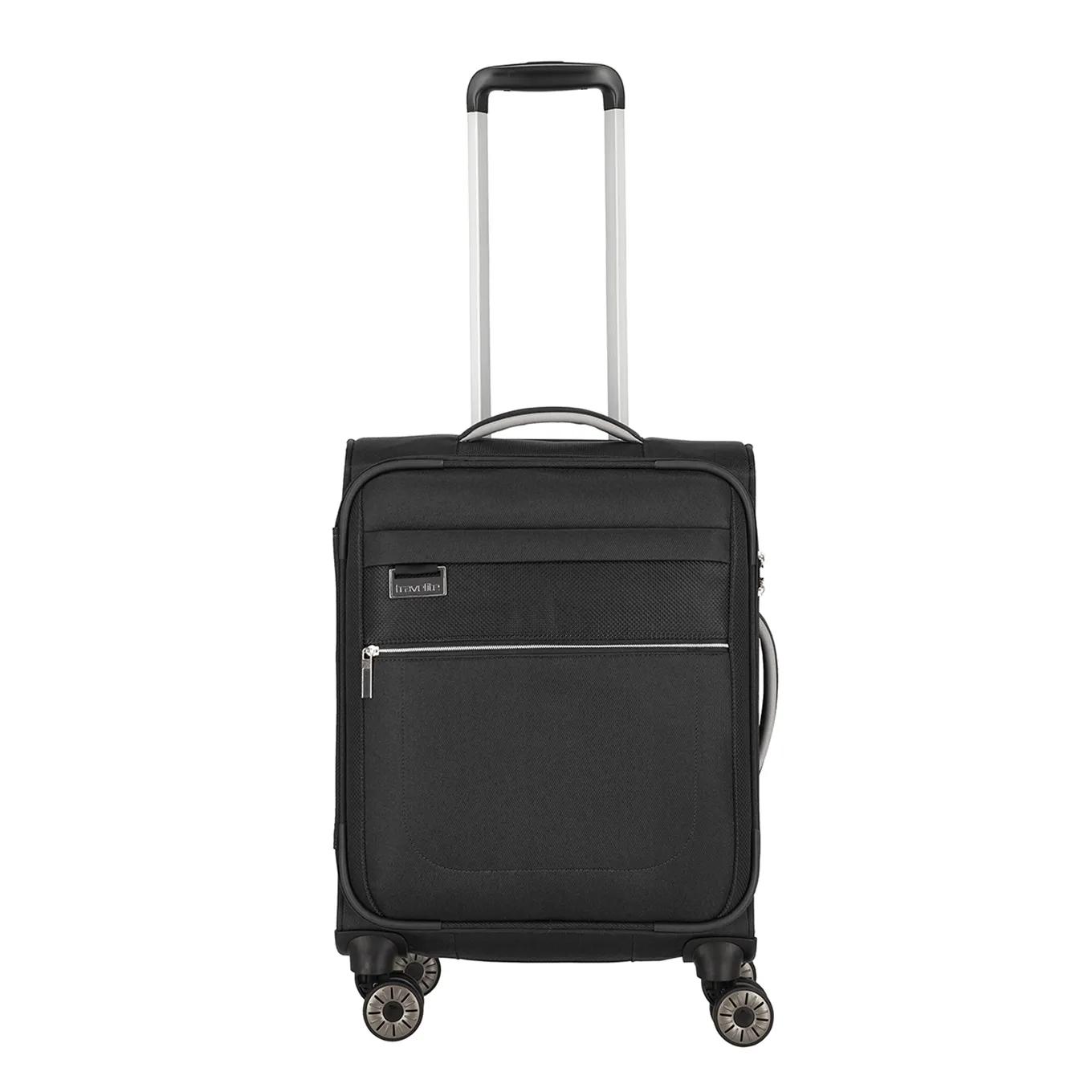 Travelite  4 wheel cabin trolley s black Zwart  Zwart main product image