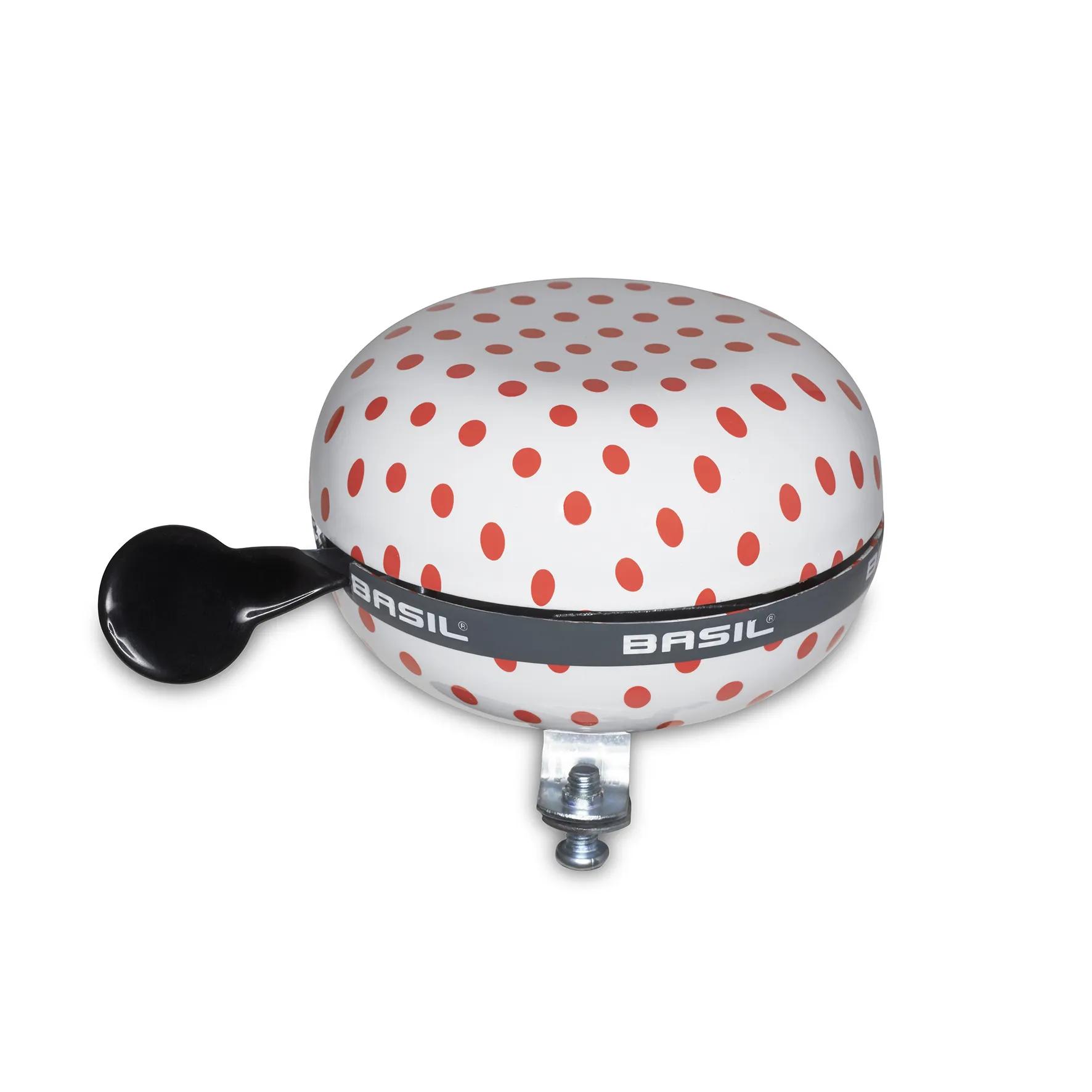 Basil  Fietsbel Polkadot 80 Mm  Wit / Rood  Wit   Rood