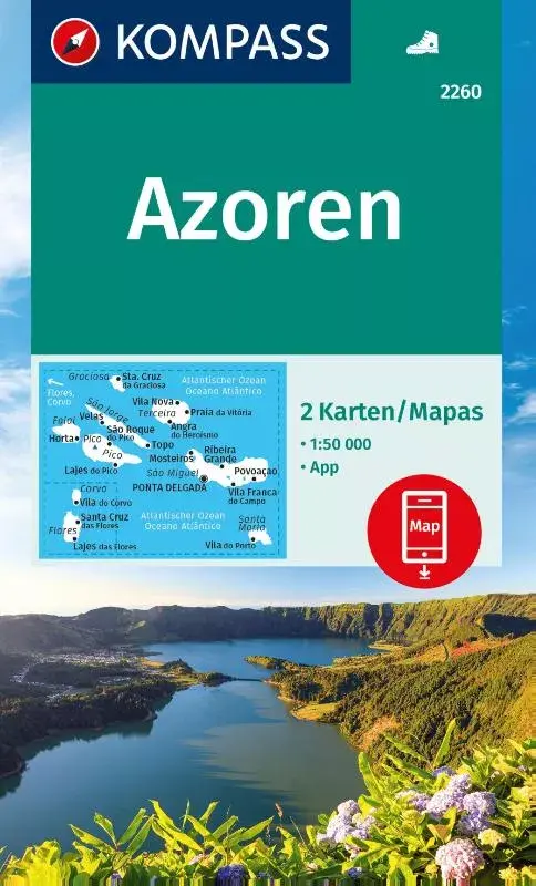 Kompass wandelkaarten-Set 2260 Azoren (2 Karten) 1:50.000