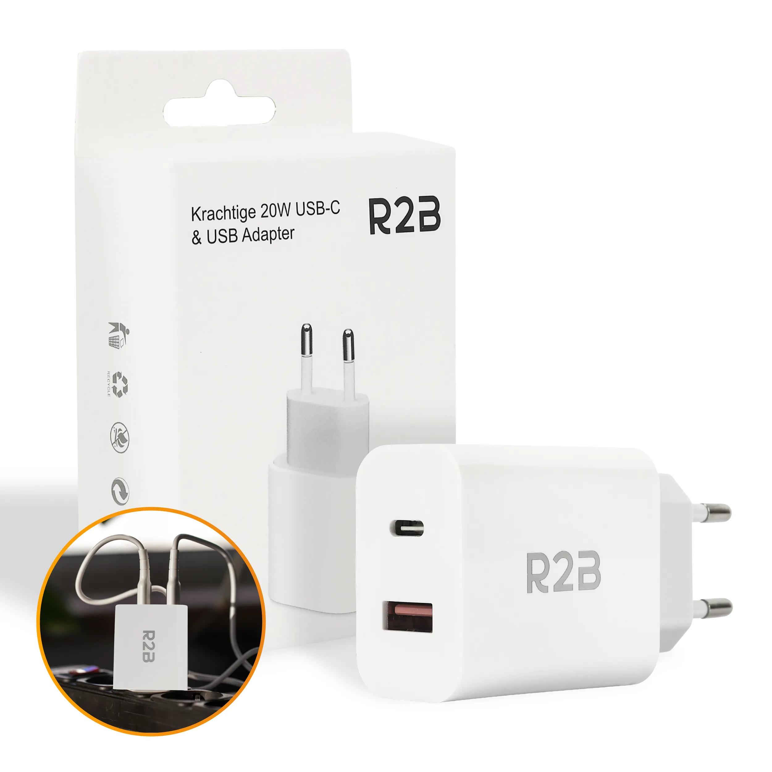 R2B  Krachtige 20W USB A & USB C Adapter Wit  Wit main product image