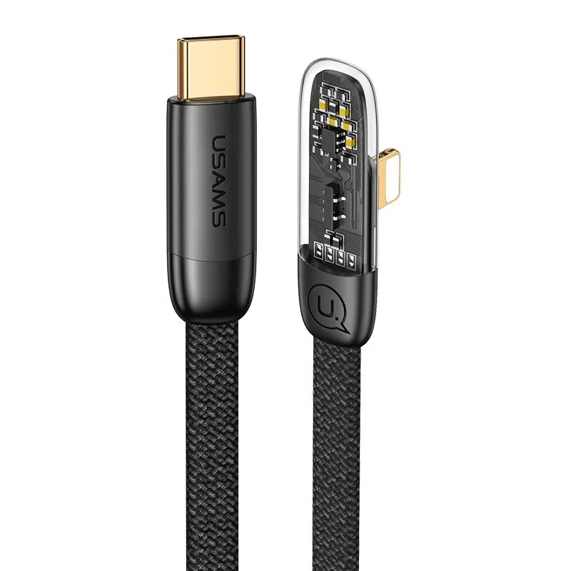 Usams USB-C/Lightning Kabel  1.2m  Zwart main product image