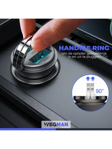 Wegman Autolader 45W 2x USB A Snellader