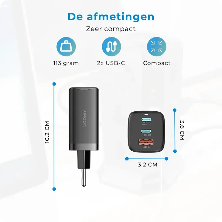 Charge M65 - Snellader - 65W 3-in-1