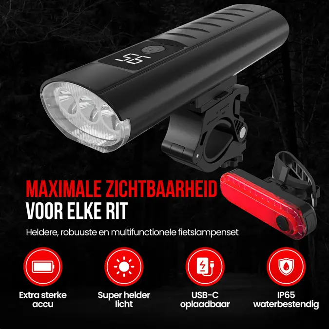 Strex Fietsverlichting Set - 1600 Lumen