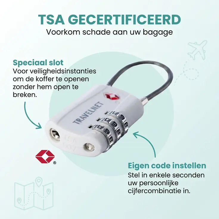 Travelnet TSA Reisslot met Cijfercode Set van 2