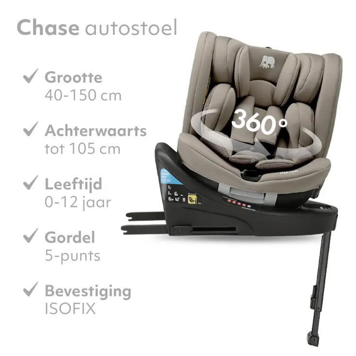 Chase Luxe i-Size Autostoel - Isofix + steunpoot