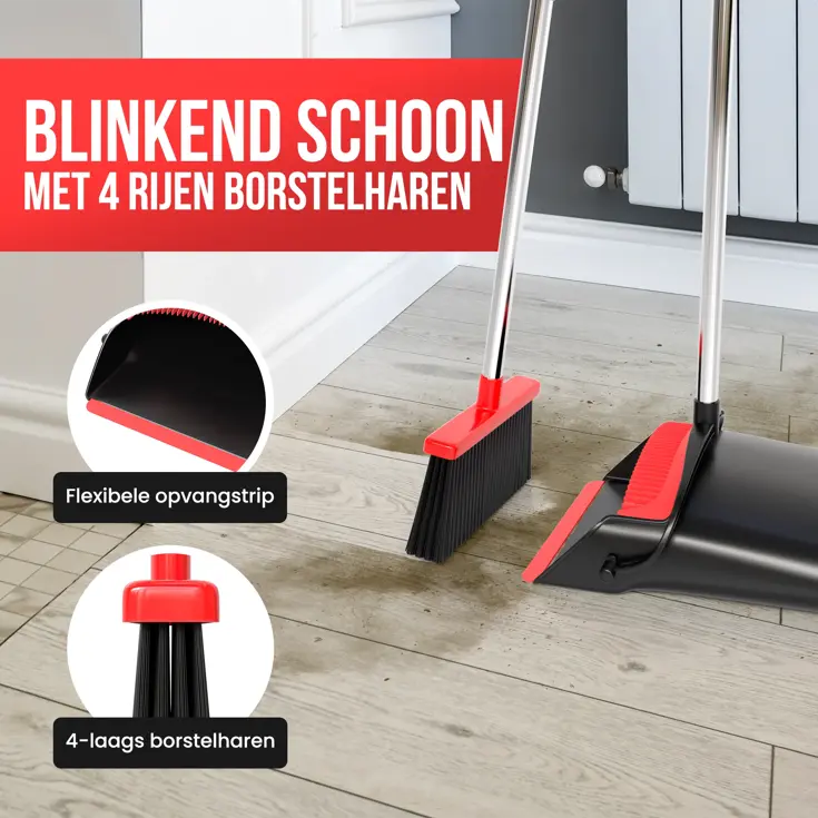 Stoffer en Blik met Lange Steel - Verstelbaar