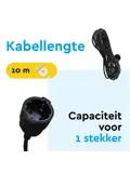 Verlengsnoer 10 m met randaarde voor binnen