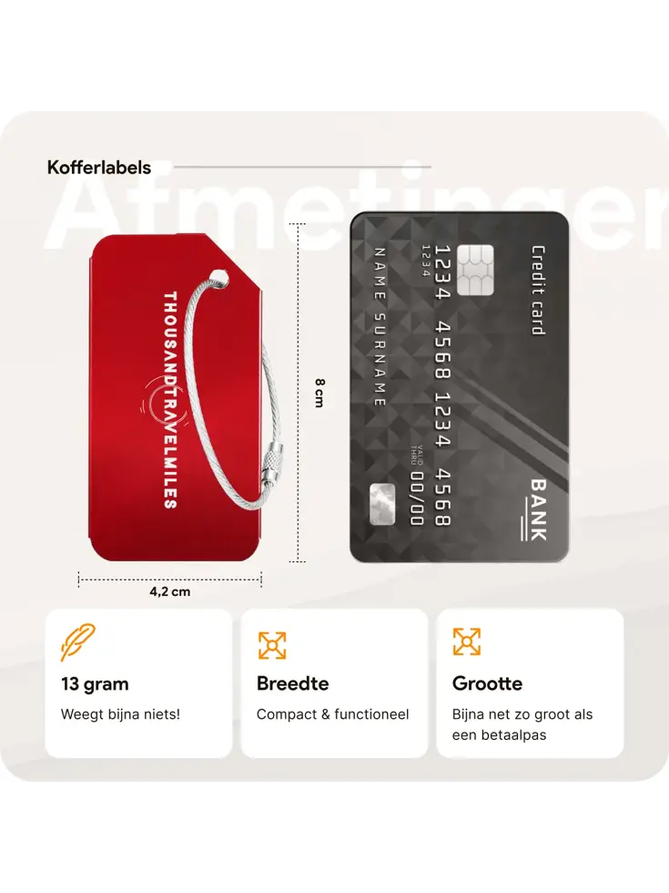 Aluminium Bagagelabel – 2 stuks – Rood