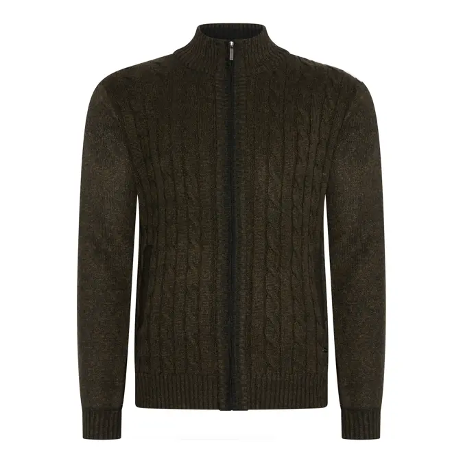 Heren Cable Cardigan Zwart Cappuccino Italia