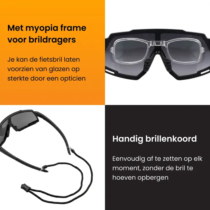 Fietsbril met 5 verwisselbare lenzen - sportbril