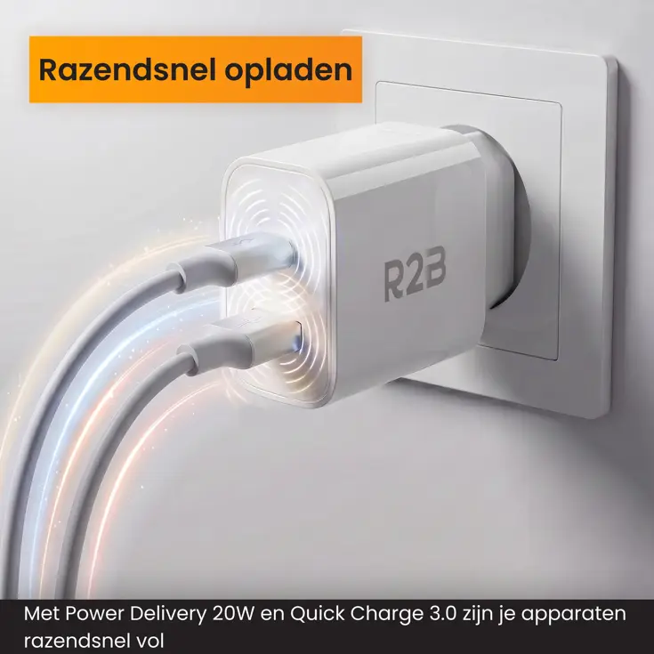 Krachtige 20W USB A & USB C Adapter Wit
