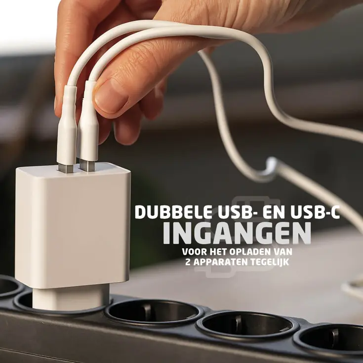 BR-2212 Snellaadadapter - USB en USB-C