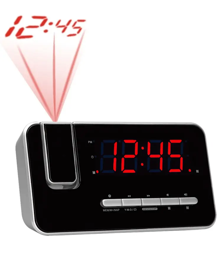 Wekker FM Klokradio Projectie Dubbel-Alarm