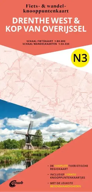 Fiets en wandelknooppuntenkaart N3 Drenthe west & Kop van Overijssel