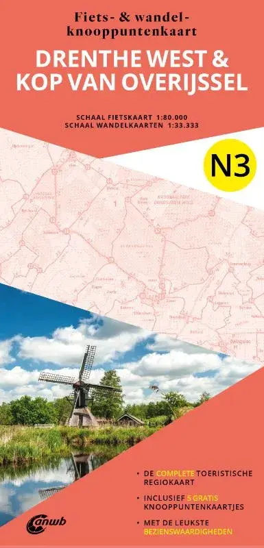 ANWB Fiets en wandelknooppuntenkaart N3 Drenthe west & Kop van Overijssel