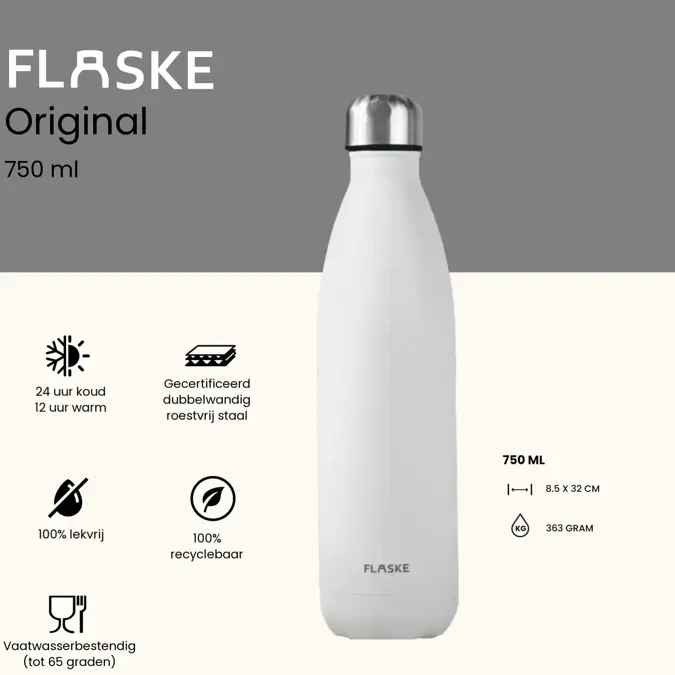 FLASKE 750 ml RVS Drinkfles