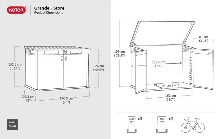 Keter Grande-Store Opbergkast - 2020 Liter
