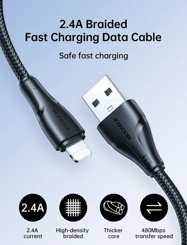 Nylon Lightning kabel - 2m