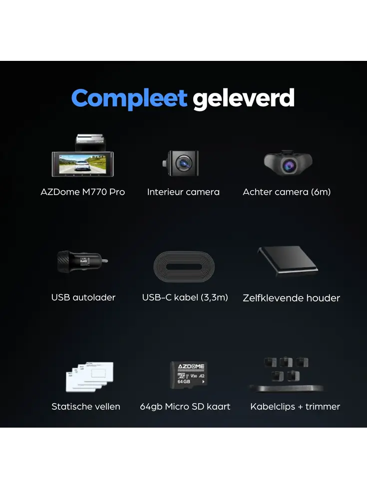 M770 Pro 3CH 4K Wifi GPS 64gb dashcam