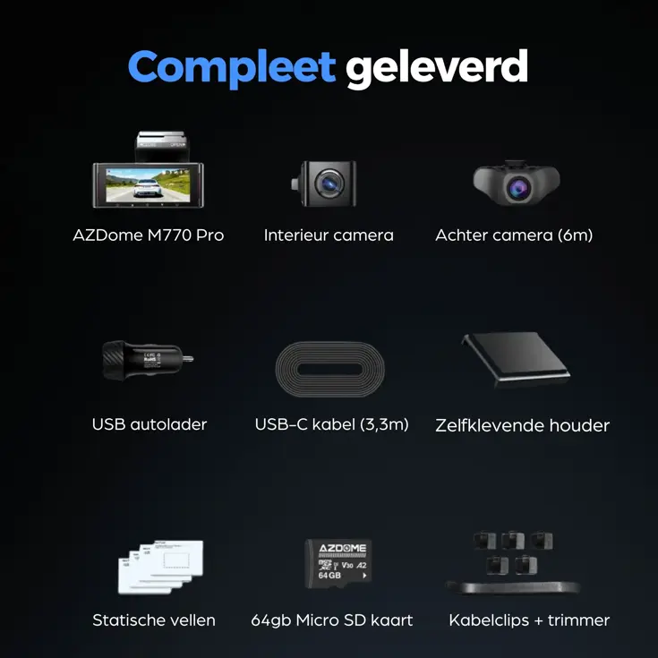 M770 Pro 3CH 4K Wifi GPS 64gb dashcam