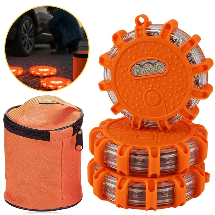 Oranje LED waarschuwingslamp 3 stuks