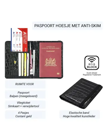 RFID Paspoort Hoes - Anti Skim - Krokodil Style