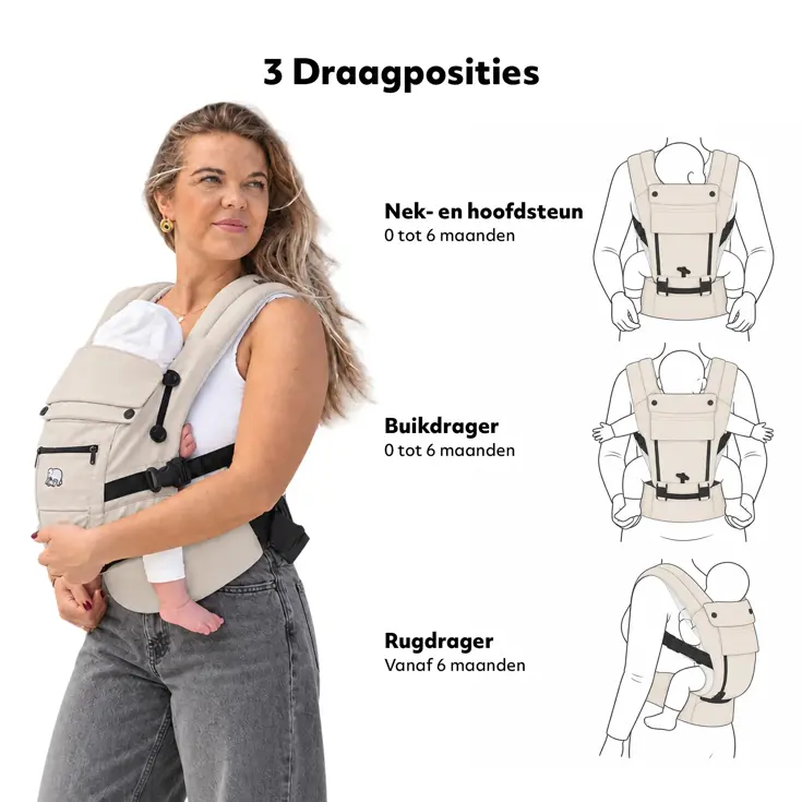 Pack Luxe draagzak + Opbergvakjes - Ergonomisch