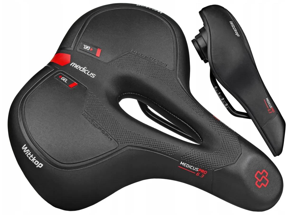 Wittkop Medicus Pro EVO 1.0 Gel Trekking fietszadel - fietszadel met traagschuim, ergonomisch design, NAWAVE-framesysteem en centrale opening voor maximale ventilatie - zwart