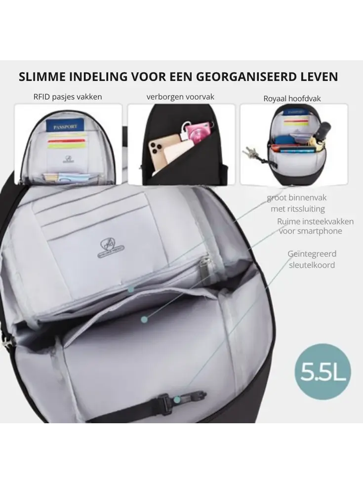 Classic Anti-diefstal Sling Tas
