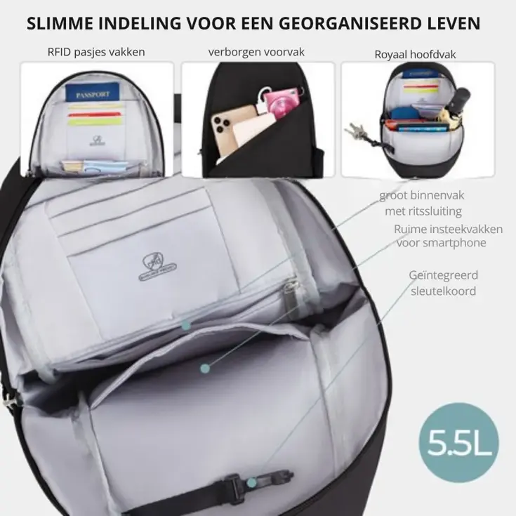 Classic Anti-diefstal Sling Tas