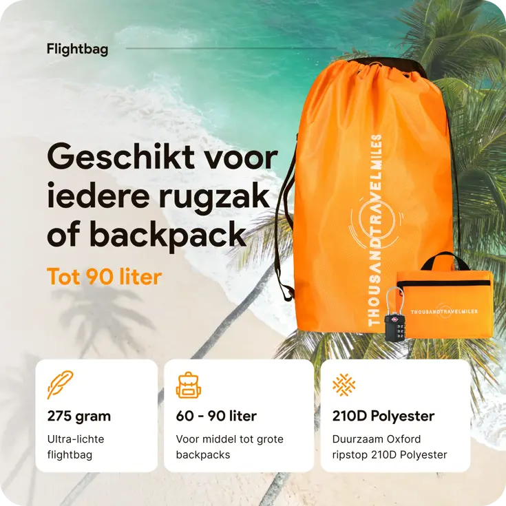 Flightbag vliegtuighoes TSA slot 60–90L – Oranje