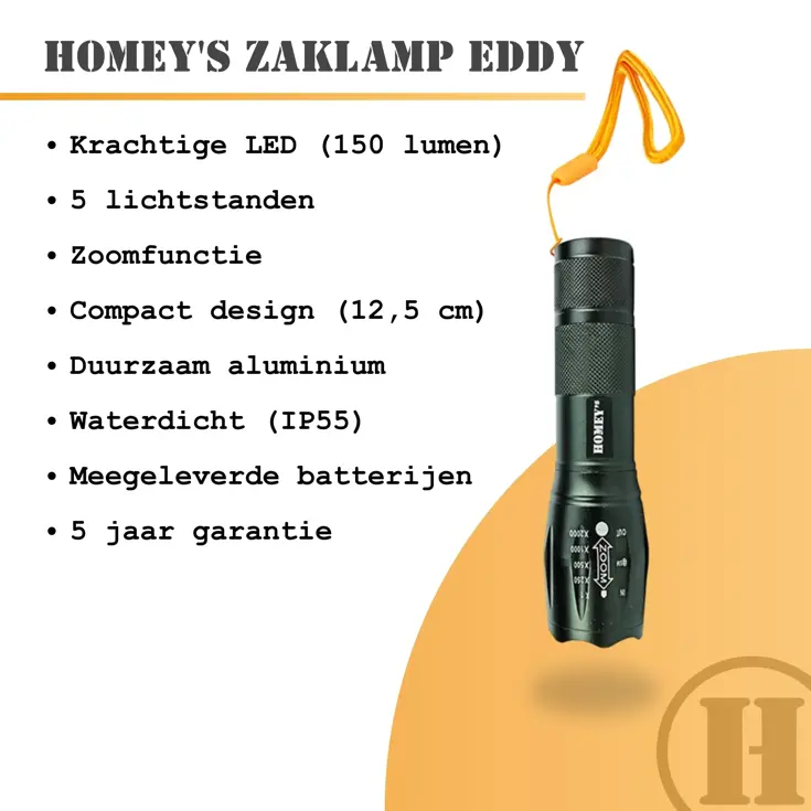 Homey's Eddy zaklamp LED - 200 lumen