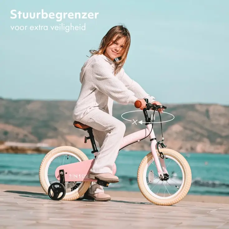 Luxe Kinderfiets 14 inch - 3 in 1 - Loopfiets