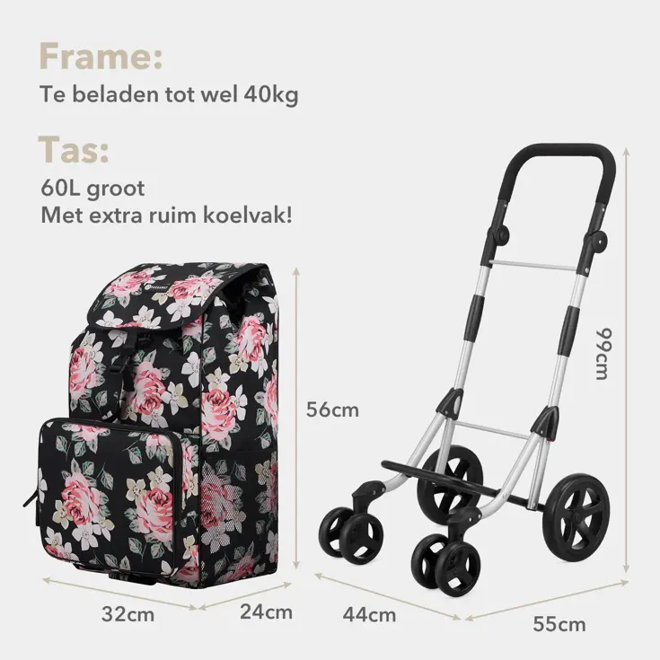 Boodschappentrolley 60L - 4 Wielen