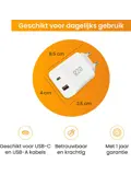 Krachtige 20W USB A & USB C Adapter Wit