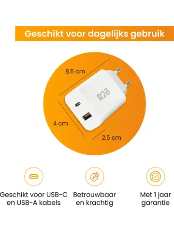 Krachtige 20W USB A & USB C Adapter Wit