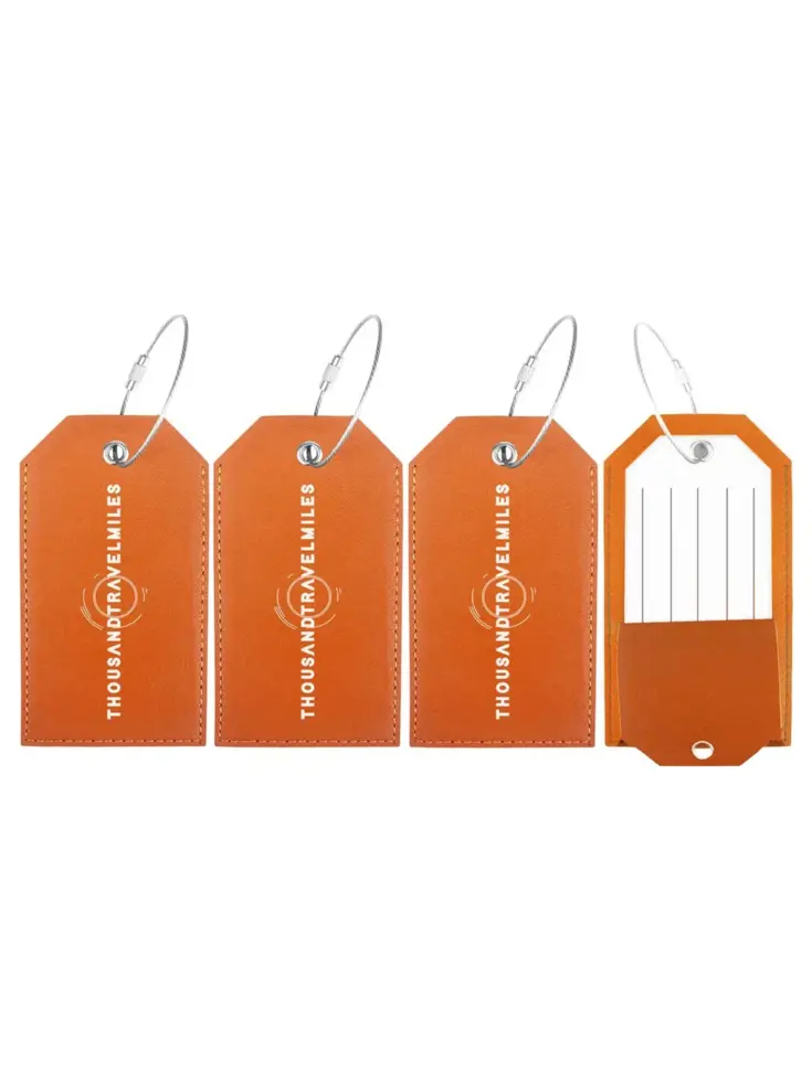 Bagagelabel – 4 stuks – Leer – Oranje